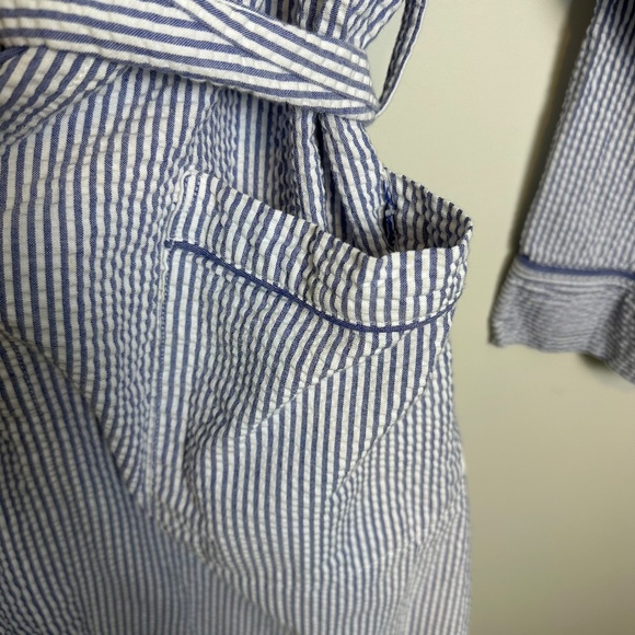 NAUTICA Men's Seersucker Cotton Robe, Blue White | Sz L/XL - Picture 4 of 6